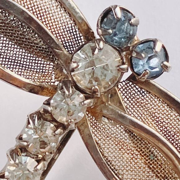 VTG Lot of 3 Mid Century Brooches Rhinestone Enamel Insect Floral Pins - Picture 16 of 16